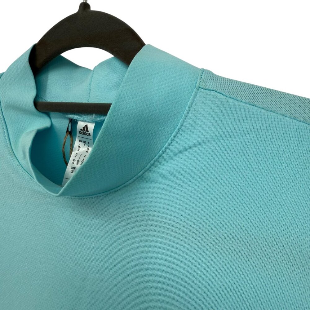 Adidas Golf Shirt Women's Large Bliss Blue Mock Neck UPF 50 Stretch HM5543 NWT - Picture 12 of 14